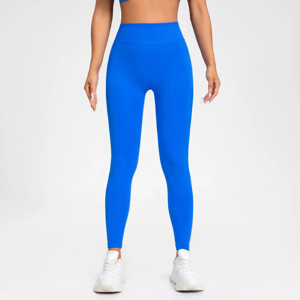 Legging Sport Seamless Femme – Bande Côtelée & Scrunch Bum
