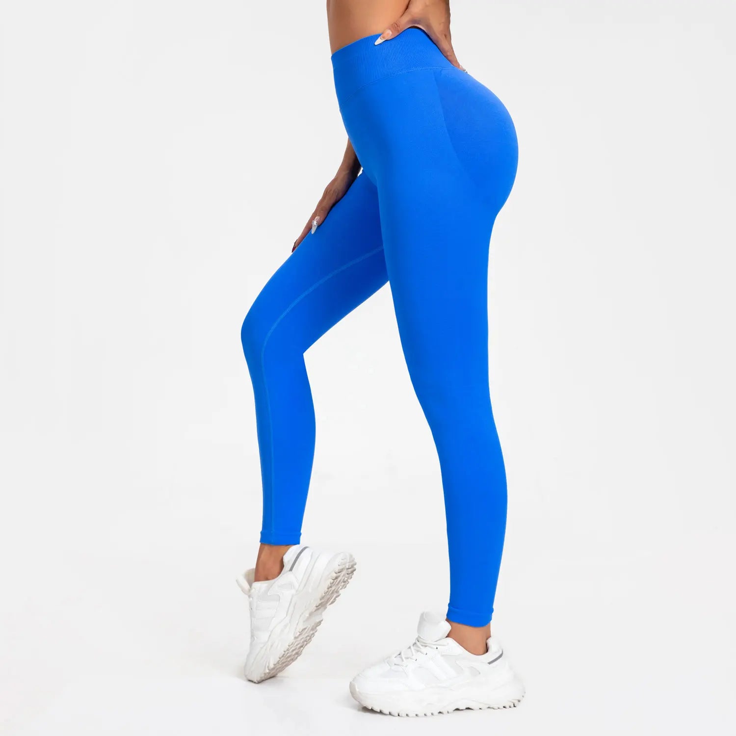 Legging Sport Seamless Femme – Bande Côtelée & Scrunch Bum
