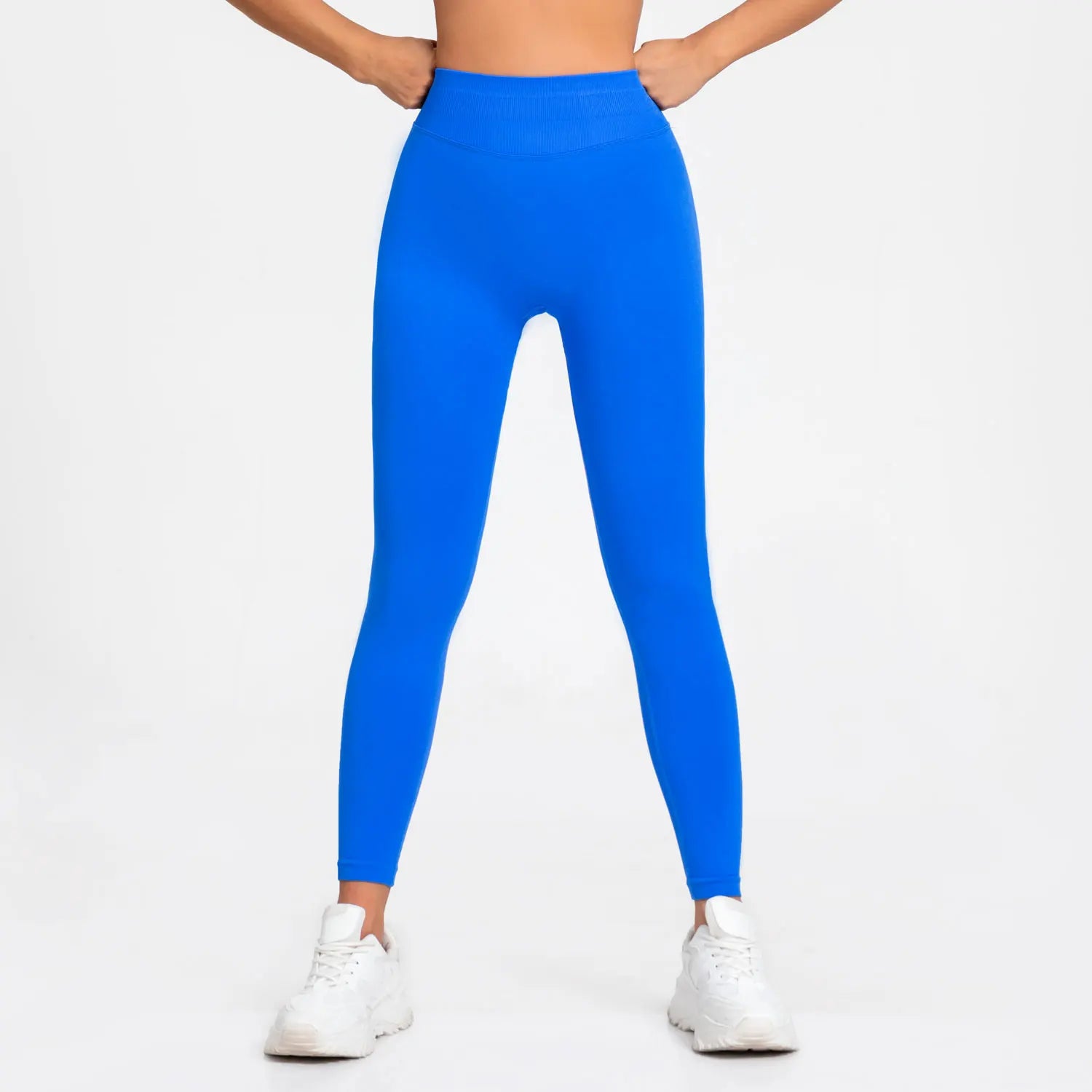 Legging Sport Seamless Femme – Bande Côtelée & Scrunch Bum