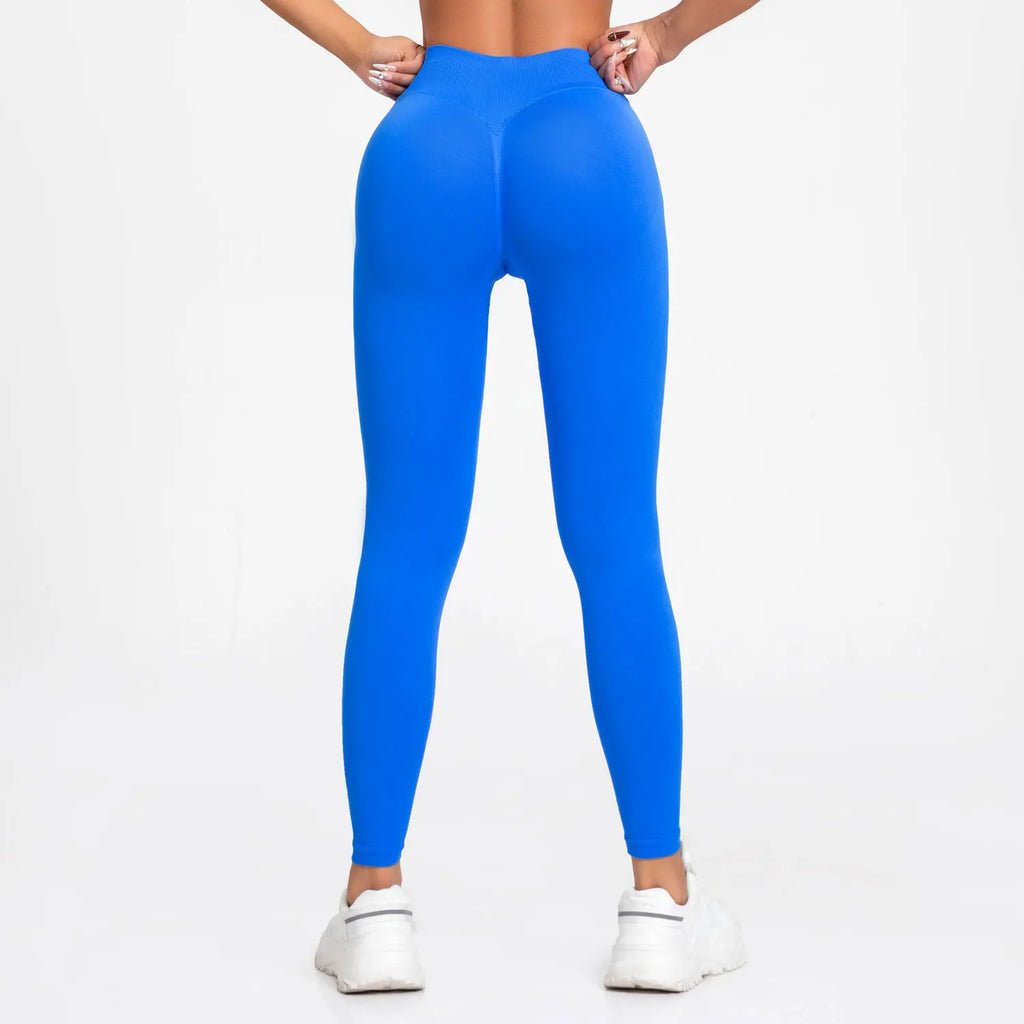 Legging Sport Seamless Femme – Bande Côtelée & Scrunch Bum