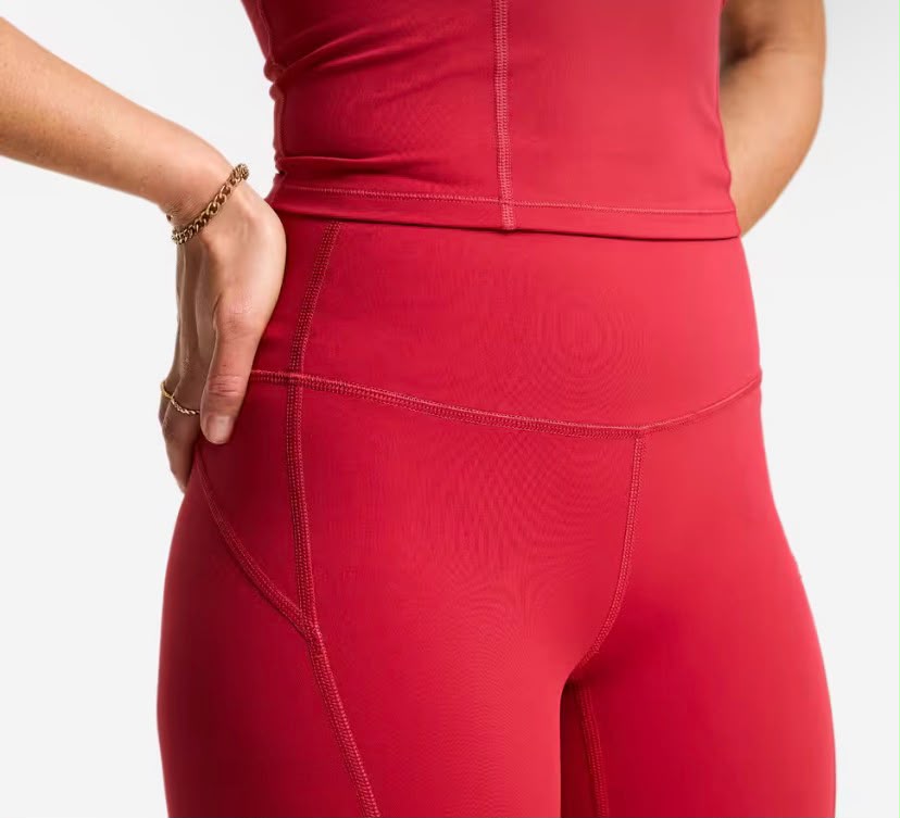 Legging de sport taille haute gainant femme, rouge foncé