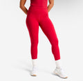 Legging de sport taille haute gainant femme, rouge foncé
