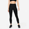 Legging taille haute gainant fitness cardio femme noir